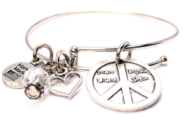 Peace Begins With A Smile Bangle Bracelet