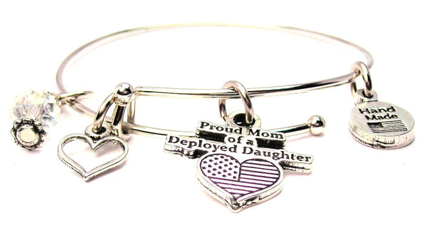 Proud Mom Of A Deployed Daughter Expandable Bangle Bracelet