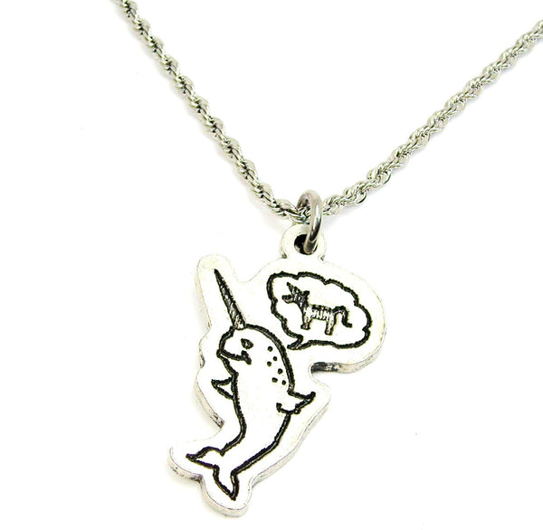 Believe In Yourself Narwhal Single Charm Necklace
