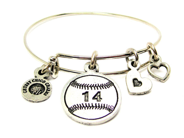 Baseball Softball Choose Your Number Adjustable Wire Bangle Bracelet