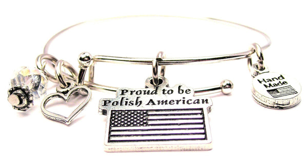 Proud To Be Polish American Expandable Bangle Bracelet