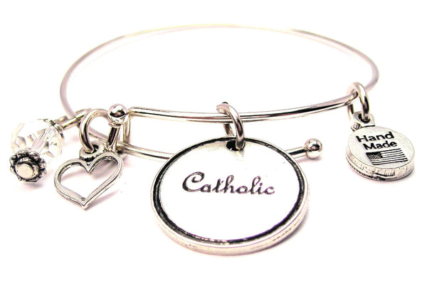 Catholic Circle Expandable Bangle Bracelet