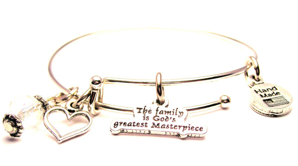 The Family Is God's Greatest Masterpiece Expandable Bangle Bracelet