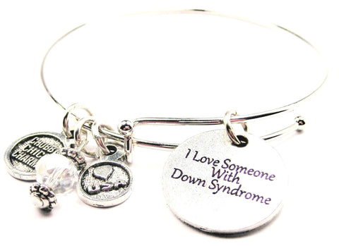 I Love Someone With Down Syndrome Expandable Bangle Bracelet