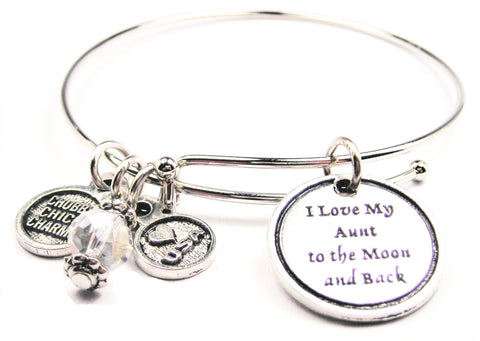I Love My Aunt To The Moon And Back Expandable Bangle Bracelet