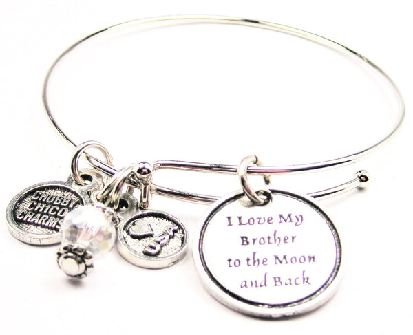 I Love My Brother To The Moon And Back Bangle Bracelet