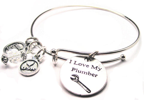 I Love My Plumber Expandable Bangle Bracelet