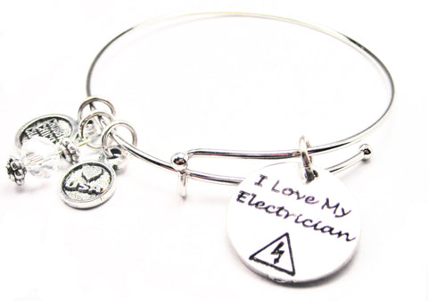 I Love My Electrician Bangle Bracelet