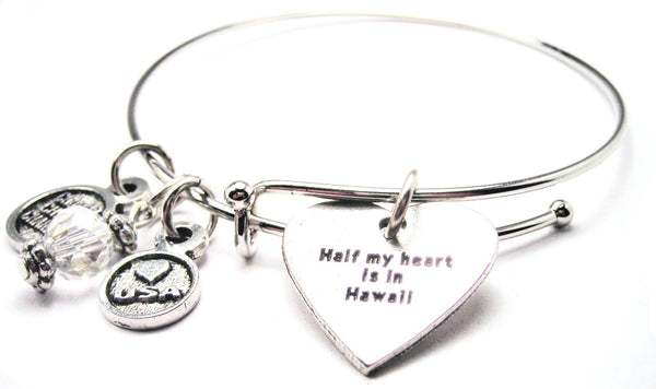 Half My Heart Is In Hawaii Bangle Bracelet