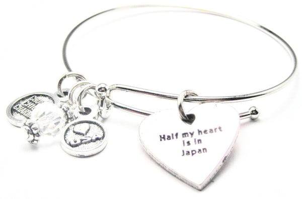 Half My Heart Is In Japan Expandable Bangle Bracelet