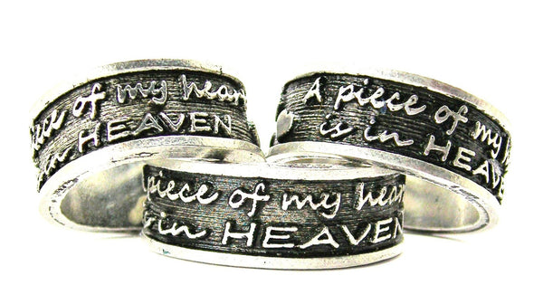 A Piece Of My Heart Is In Heaven Sterling Silver Plated Unisex Cuff Ring