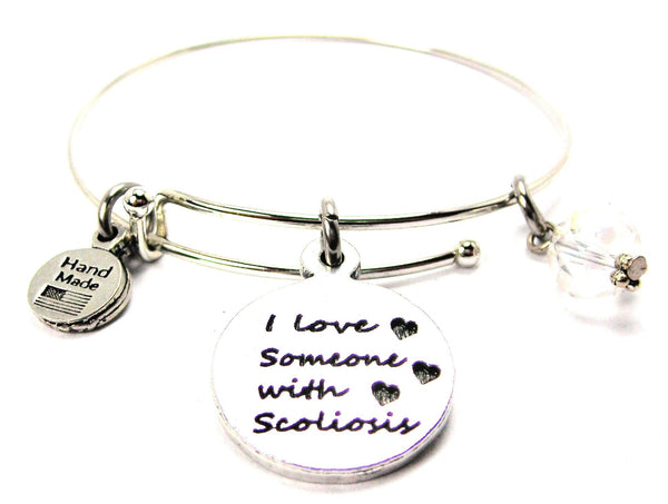 I Love Someone With Scoliosis Expandable Bangle Bracelet