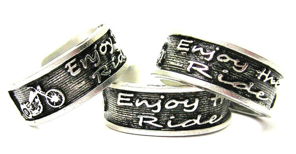 Enjoy The Ride Sterling Silver Plated Unisex Cuff Ring