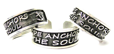 Hope Anchors The Soul Sterling Silver Plated Unisex Cuff Ring
