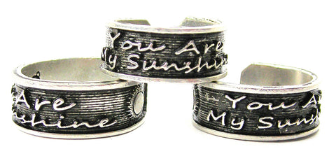 You Are My Sunshine Sterling Silver Plated Unisex Cuff Ring