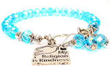 My Religion Is Kindness With A Dove Splash Of Color Crystal Bracelet