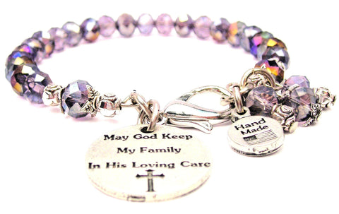 May God Keep My Family In His Loving Care Splash Of Color Crystal Bracelet