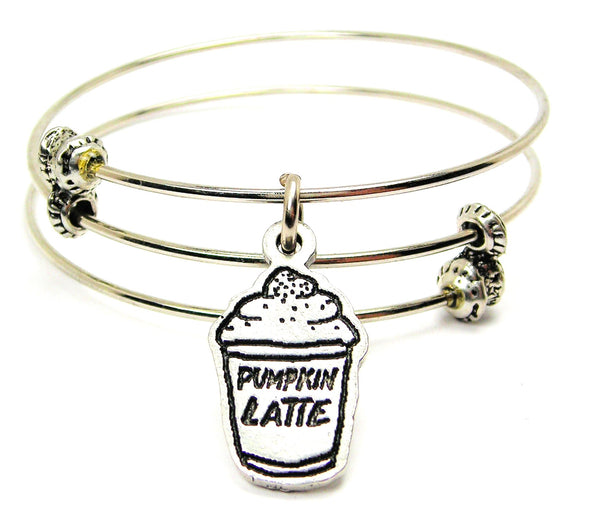 Pumpkin Spice Latte Pumpkin Latte Charm Triple Style Expandable Bangle Bracelet