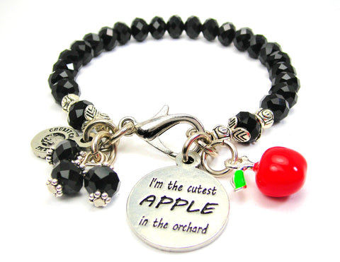 I'm The Cutest APPLE In The Orchard With Apple Charm Splash Of Color Crystal Bracelet