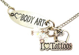 Love Body Art And I Love Tattoos Lariat Necklace