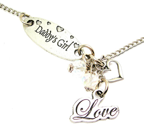 Daddy's Girl And Cursive Love Lariat Necklace
