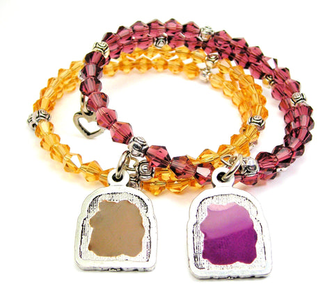 Peanut Butter And Jelly Bicone Wrap Bracelets