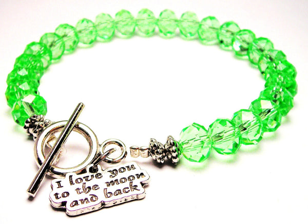 I Love You To The Moon And Back Crystal Beaded Toggle Style Bracelet