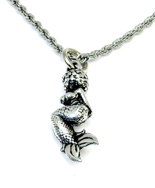 African American Mermaid  20" Chain Necklace