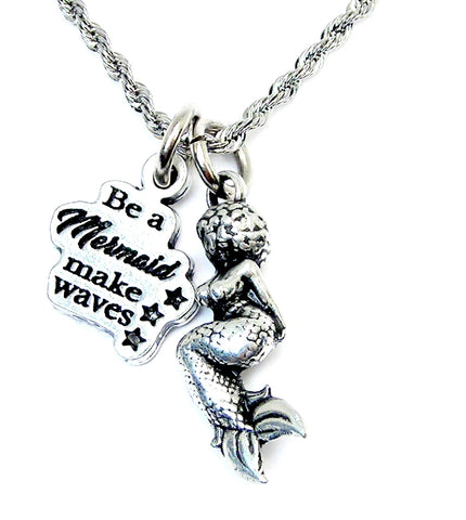 African American Mermaid  20" Chain Necklace be a mermaid make waves