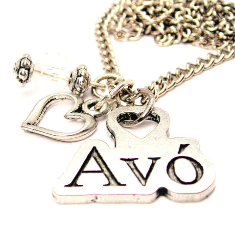 Avó Portuguese Grandmother Necklace with Small Heart