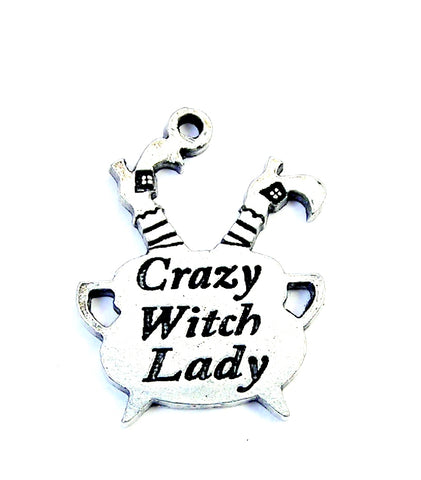Crazy Witch Lady Cauldron Genuine American Pewter Charm