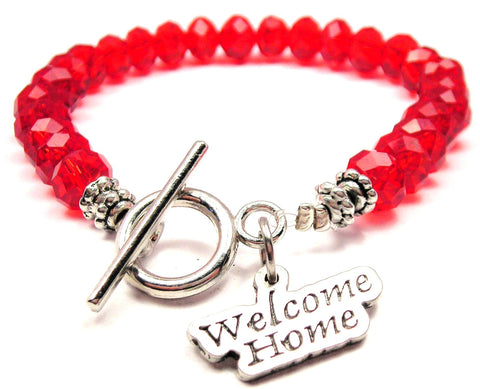 Welcome Home Crystal Beaded Toggle Style Bracelet