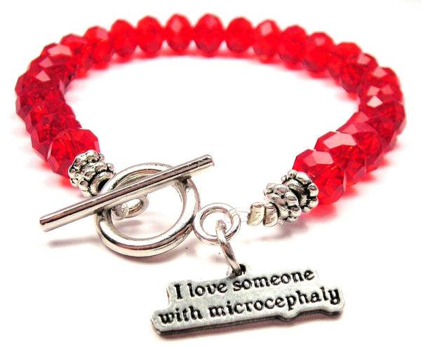 I Love Someone With Microcephaly Crystal Beaded Toggle Style Bracelet