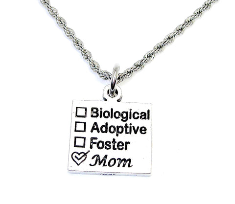 Biological Foster Adoptive LOVE MOM 20" Chain Necklace