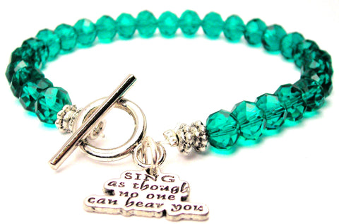 Sing As Though No One Can Hear You,  Sing Charm,  Singing Bracelet,  Sing Bracelet,  Crystal Bracelet,  Toggle Bracelet,  Music Charm,  Music Bracelet