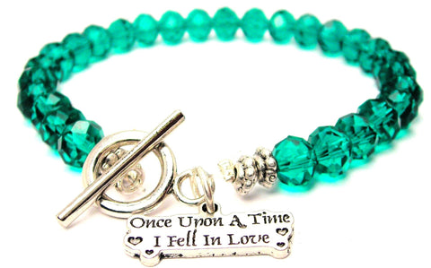 Once Upon A Time I Fell In Love With Hearts Crystal Beaded Toggle Style Bracelet