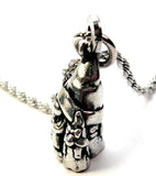 Mother Gnome with her two children with MOM Charm Necklace