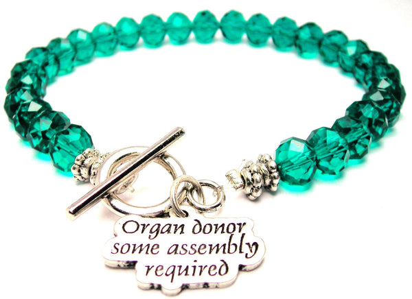 Organ Donor,  Organ Donor Charm,  Organ Donor Bracelet,  Organ Donor Jewelry,  Crystal Bracelet,  Toggle Bracelet