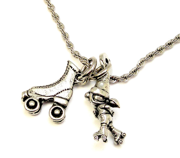 Roller Skating Roller Derby Gnome girl with roller skate 22" Chain Nec