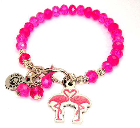 Flamingos In Love Splash Of Color Crystal Bracelet