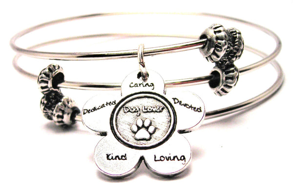 The Dog Lovers Flower Small Triple Style Expandable Bangle Bracelet