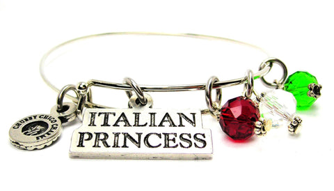 Italian Princess With Red White Green Crystal Accents Bangle Bracelet