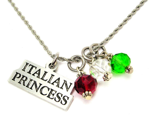 Italian Princess Necklace With Red White Green Crystal Accents