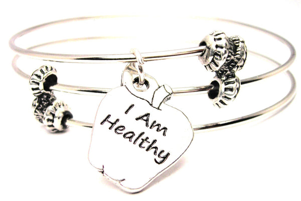 I Am Healthy Triple Style Expandable Bangle Bracelet