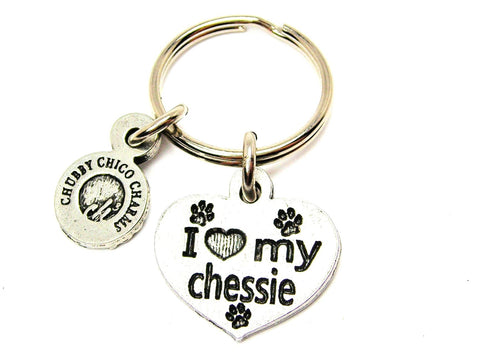 I Love My Chessie Dog Breed Key Chain