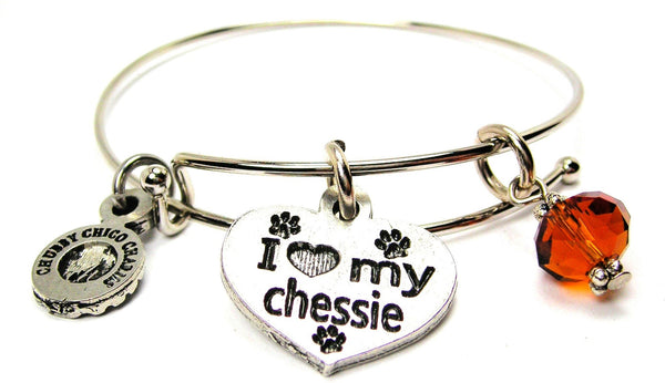 I Love My Chessie Dog Breed Expandable Bangle Bracelet