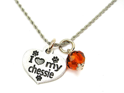 I Love My Chessie Dog Breed Necklace