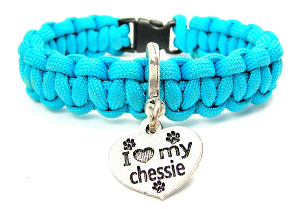I Love My Chessie Dog Breed 550 Military Spec Paracord Bracelet