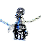 Gnome all ready in his Halloween costume as a Grim Reaper Single Charm Necklace