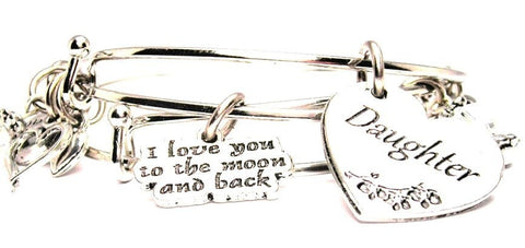 Buy The Daughter Heart Bangle Get A Free I Love You To The Moon And Back Expandable Bangle Bracelet